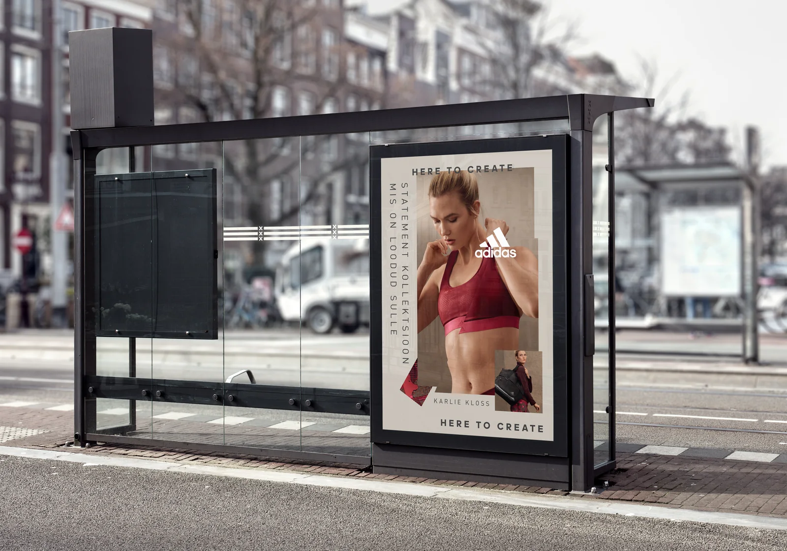 Plakat kolekcji adidas Statement na wiacie przystanku