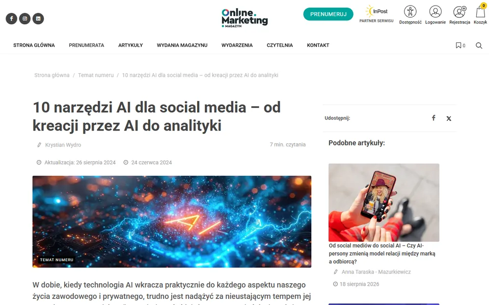 Online Marketing Magazine: 10 AI tools for social media